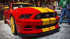 Rally Red Color Scheme ideas?-red-custom-mustang-yellow-stripes.jpg